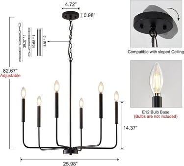 Metal 6-Light Kitchen Chandelier Light